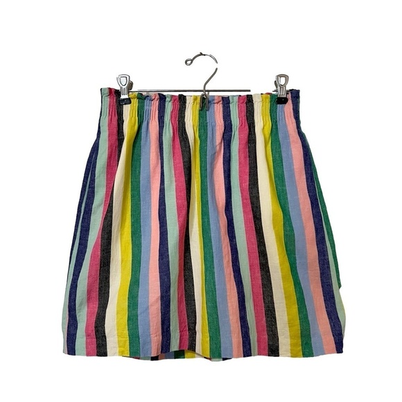 J.Crew Linen Cotton A-Line Mini Skirt in Rainbow Multicolour - Sz 2 - Picture 1 of 12
